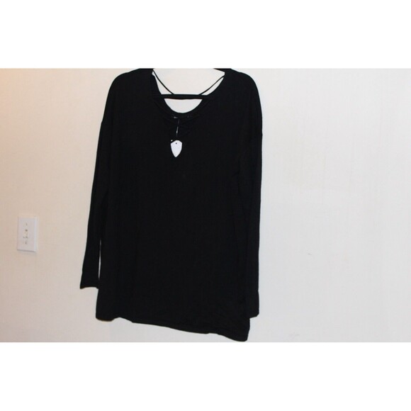 BEAU TISSU BLACK LONG SLEEVE SWEATER TUNIC TOP SIZE M RETAIL $54 - Picture 1 of 8